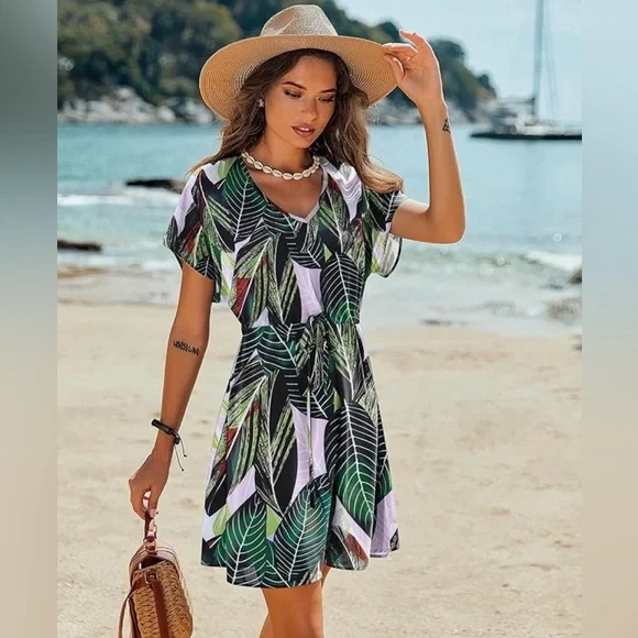 Women's Island Flower Cover Up and Bech Dress - Picture 1 of 6